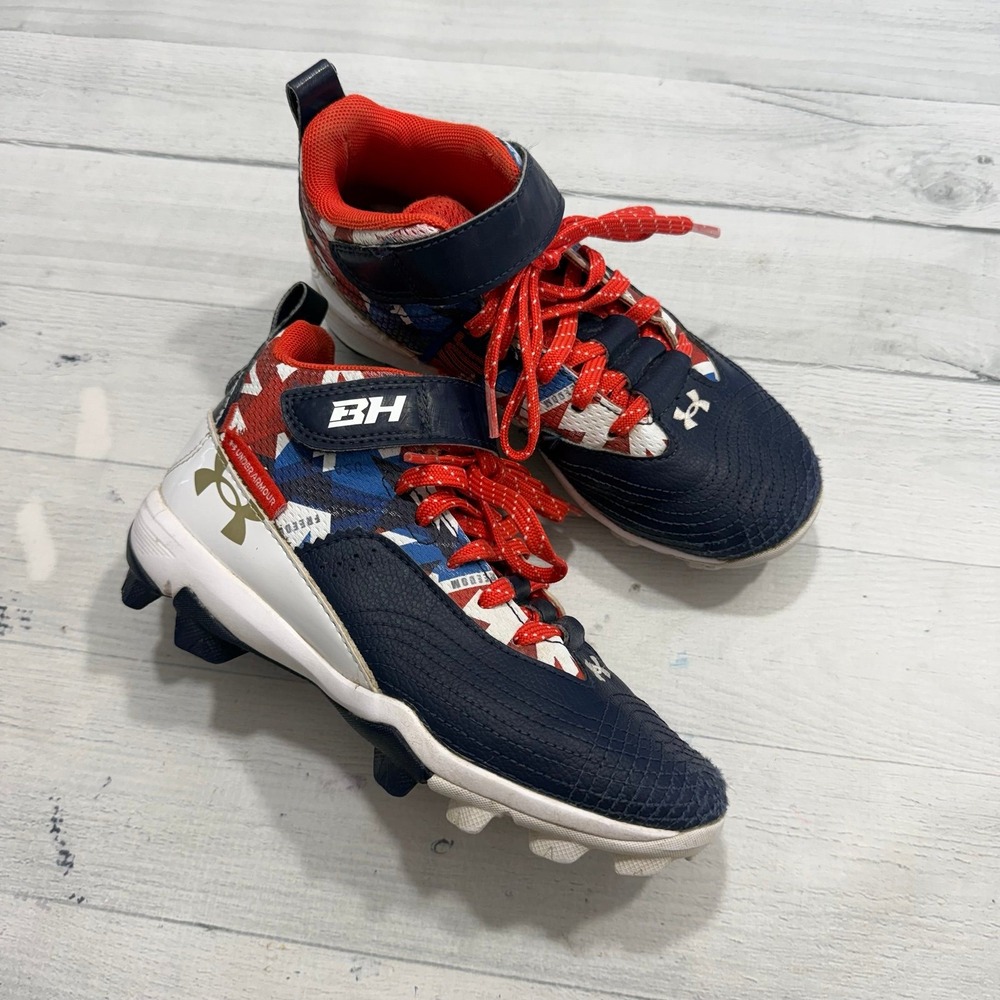 Under Armour BRYCE HARPER BB/SB Cleats White/Royal/Red Youth size 1
